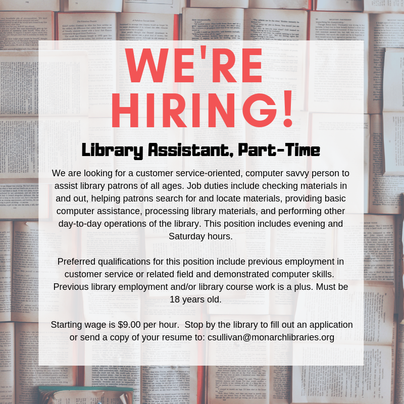 We’re Hiring Lomira Quad/Graphics Community Library